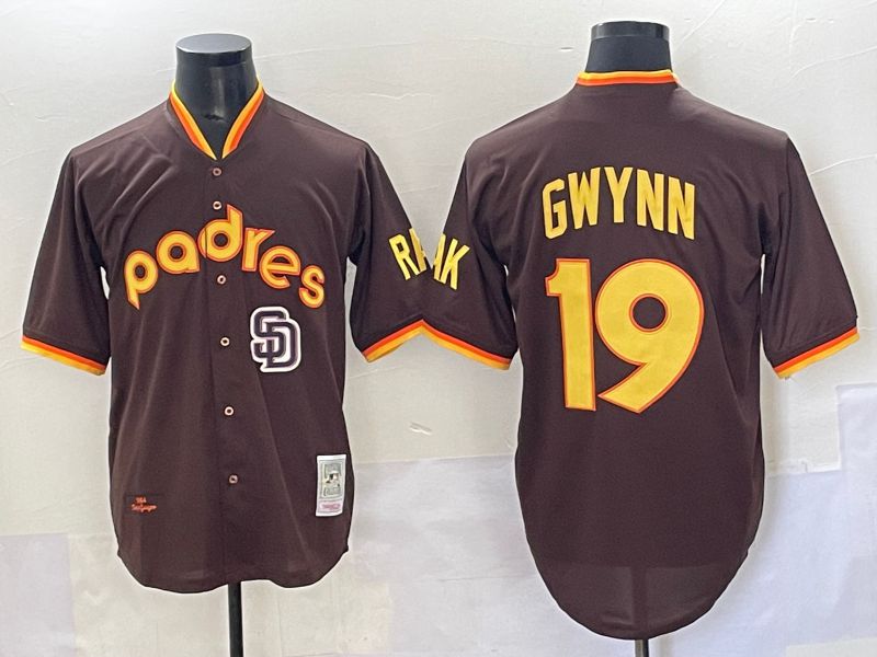 Men 2025 San Diego Padres #19 Gwynn Brown Throwback Nike MLB Jersey style 40